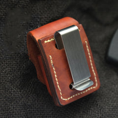 Cool Light Brown Leather Mens Zippo Lighter Cases With Belt Loop Handmade Classic Lighter Holders For Men - iwalletsmen