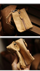 Cool Light Brown Leather Mens Card billfold Wallet Coin Purse Wristlet Car Key Wallet For Men - iwalletsmen