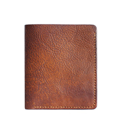 Cool Brown Leather Mens Vertical Small Wallet billfold Wallet Bifold Slim Wallet For Men - iwalletsmen