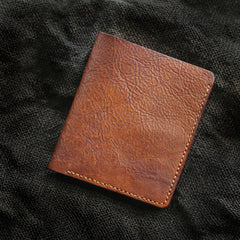 Cool Brown Leather Mens Vertical Small Wallet billfold Wallet Bifold Slim Wallet For Men - iwalletsmen