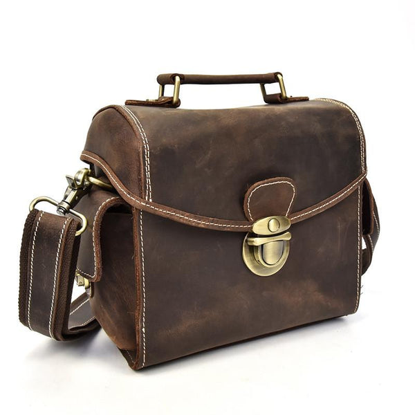 Cool Men Leather Camera Bag Canon Vintage Messenger Shoulder bag For Men - iwalletsmen