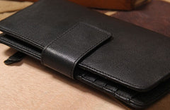 Cool Men long Leather Wallet Black Multi Cards Wallet for Men