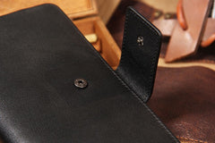 Cool Men long Leather Wallet Black Multi Cards Wallet for Men