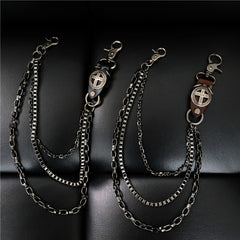 Cool Men's Cross Three Layer Wallet Chain Pants Chain Punk Biker Wallet Chain For Men - iwalletsmen