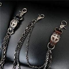 Cool Men's Cross Three Layer Wallet Chain Pants Chain Punk Biker Wallet Chain For Men - iwalletsmen