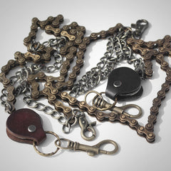 Cool Men's Brass Double Silver Long Biker Wallet Chain Pants Chain For Men - iwalletsmen