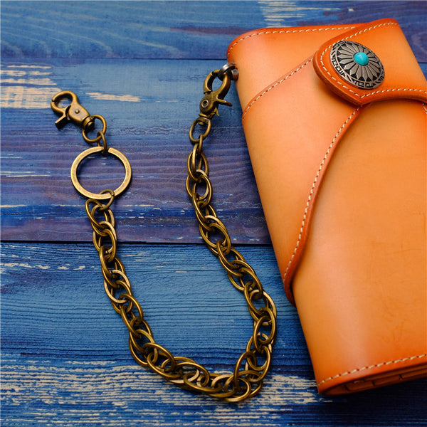 Cool Men's Brass Pants Chains Punk Fashion Gold Wallet Chains For Men - iwalletsmen