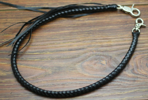 Cool Men's Leather Braided Biker Wallet Chain Pants Chain Wallet Chain For Men - iwalletsmen