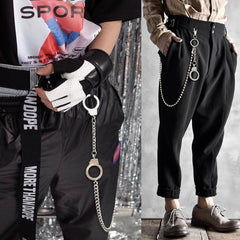 Fashion Womens Men's Handcuffs Stainless Steel Jeans Chain Jean Chain Pants Chain Biker Wallet Chain For Men - iwalletsmen