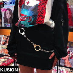 Fashion Womens Men's Handcuffs Stainless Steel Jeans Chain Jean Chain Pants Chain Biker Wallet Chain For Men - iwalletsmen