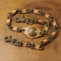 Cool Men's Handmade Leather Brass Pants Chains Biker Wallet Chains For Men - iwalletsmen