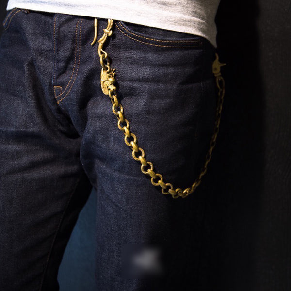 Cool Men's Handmade Chinese Dragon Brass Key Chain Pants Chains Biker Wallet Chain For Men - iwalletsmen
