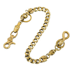 Cool Men's Handmade Pure Brass Python Head Key Chain Pants Chains Biker Wallet Chain For Men - iwalletsmen