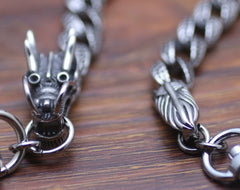 Cool Men's Handmade Stainless Steel Chinese Dragon Biker Wallet Chain Pants Chain Wallet Chain For Men - iwalletsmen