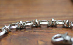 Cool Men's Handmade Silver Stainless Steel Pants Chain Biker Wallet Chain For Men - iwalletsmen