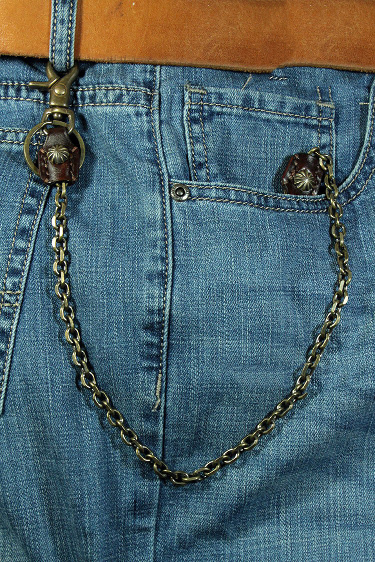 Cool Men's Handmade Vintage Brass Pants Chain Biker Wallet Chain For Men - iwalletsmen