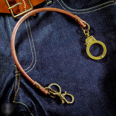 Cool Men's Leather Gold Brass Hook Key Chain Pants Chain Biker Wallet Chain For Men - iwalletsmen