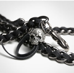 Cool Men's Leather Stainless Steel Woven Skull Key Chain Pants Chain Biker Wallet Chain For Men - iwalletsmen