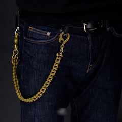 Cool Men's Gold Brass Long Bike Chain Pants Chains Biker Wallet Chain For Men - iwalletsmen