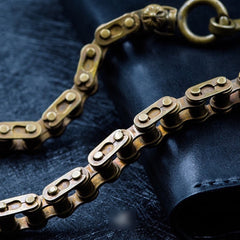 Cool Men's Gold Brass Long Bike Chain Pants Chains Biker Wallet Chain For Men - iwalletsmen