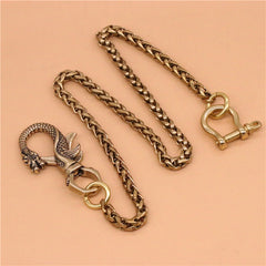 Cool Men's Brass Dragon Key Chain Stainless Steel Pants Chains Biker Wallet Chain For Men - iwalletsmen
