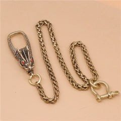 Cool Men's Brass Dragon Key Chain Stainless Steel Pants Chains Biker Wallet Chain For Men - iwalletsmen