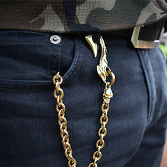 Cool Men's Brass Dragon Skull  Wallet Chain Pants Chains Biker Wallet Chain For Men - iwalletsmen