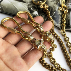 Cool Men's Brass 14'' Gold Skull Wallet Key Chain Pants Chains Biker Wallet Chain For Men - iwalletsmen