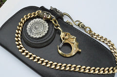 Badass Men's Gold Brass Skull Biker Wallet Chain Key Chain Pants Chain For Men - iwalletsmen