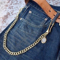 Cool Men's Brass 18â€?long â€?Jeans Chain Jean Chain Silver Biker Wallet Chain Pants Chains For Men - iwalletsmen