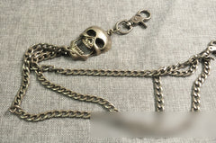 Cool Men's Silver Triple Skull Pants Chain Long Punk Skull Wallet Chain For Men - iwalletsmen