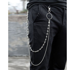 Cool Men's Spike Hip Hop Long Stainless Steel Pants Chain Biker Wallet Chain For Men - iwalletsmen