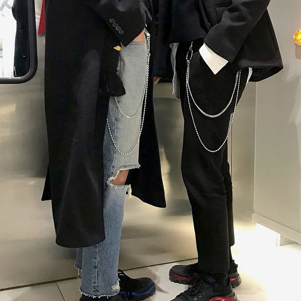 Fashion Men's Women's Beaded Double Stainless Steel Long Pants Chains Biker Wallet Chain For Men - iwalletsmen