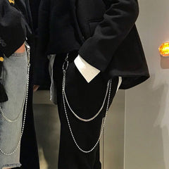 Fashion Men's Women's Beaded Stainless Steel Long Pants Chains Biker Wallet Chain For Men - iwalletsmen