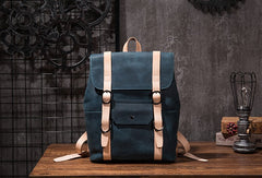 Blue leather backpack mens hotsell