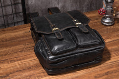 Cool Mens Leather 14inch Laptop Backpack Travel Backpacks Leather School Backpack for Men - iwalletsmen