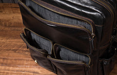 Cool Mens Leather 14inch Laptop Backpack Travel Backpacks Leather School Backpack for Men - iwalletsmen