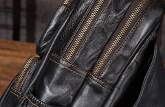 Cool Mens Leather 14inch Laptop Backpack Travel Backpacks Leather School Backpack for Men - iwalletsmen