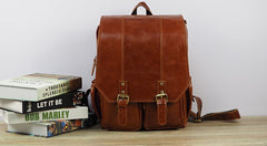 Cool Mens Leather 14inch Laptop Backpack Travel Backpacks Leather School Backpack for Men - iwalletsmen