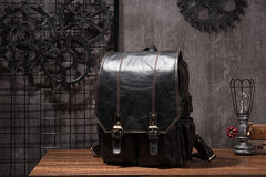 Cool Mens Leather 14inch Laptop Backpack Travel Backpacks Leather School Backpack for Men - iwalletsmen