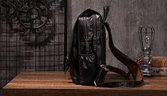 Cool Mens Leather 14inch Laptop Backpack Travel Backpacks Leather School Backpack for Men - iwalletsmen