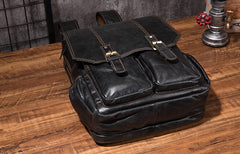 Cool Mens Leather 14inch Laptop Backpack Travel Backpacks Leather School Backpack for Men - iwalletsmen