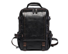 Cool Mens Leather 15inch Laptop Backpack Satchel Backpack Leather School Backpack for Men - iwalletsmen