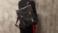 Cool Mens Leather 15inch Laptop Backpack Travel Backpack Leather School Backpacks for Men - iwalletsmen
