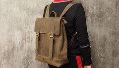 Cool Mens Leather 15inch Laptop Backpack Travel Backpack Leather School Backpacks for Men - iwalletsmen