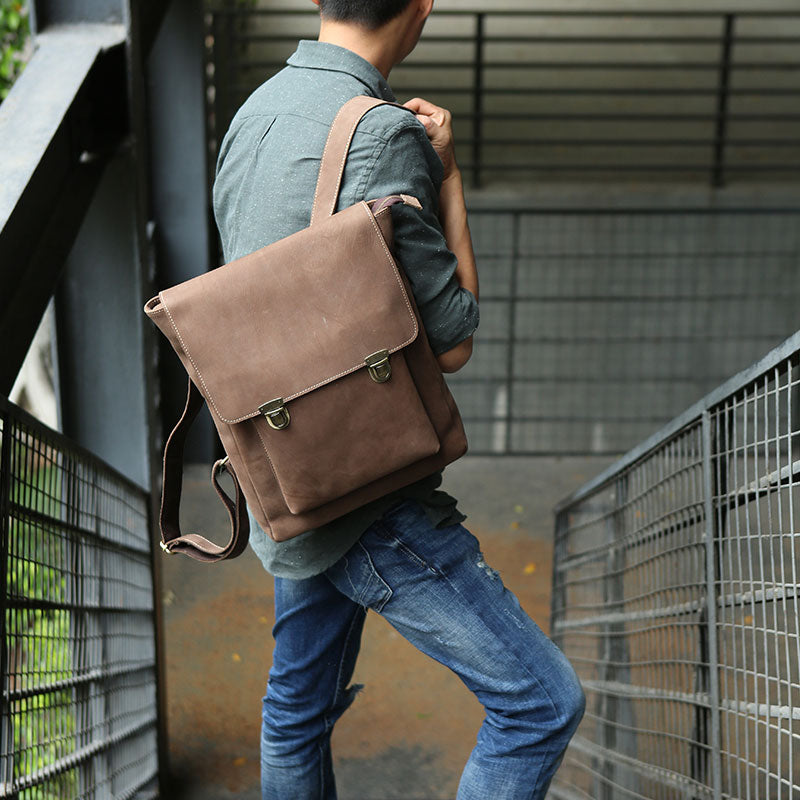 awesome mens leather backpack Men's Crazy Horse Personalized Leather Travel Backpack Large Leather Laptop Backpack Best Gifts For Him Vintage Brown / No Expandable Mens Leather Backpack Black Liberty Men's Leather Backpack Classic