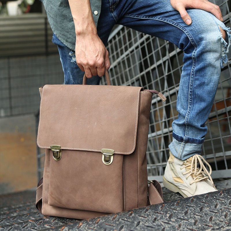 Cool Mens Leather Backpack Travel Backpacks Laptop Backpack for men - iwalletsmen