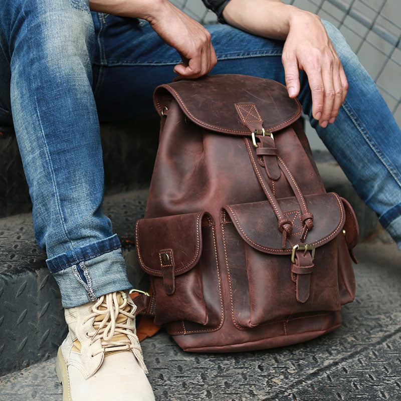 cool leather backpacks Cool Mens Leather Backpacks Travel Backpacks Laptop Backpacks for Men – iwalletsmen