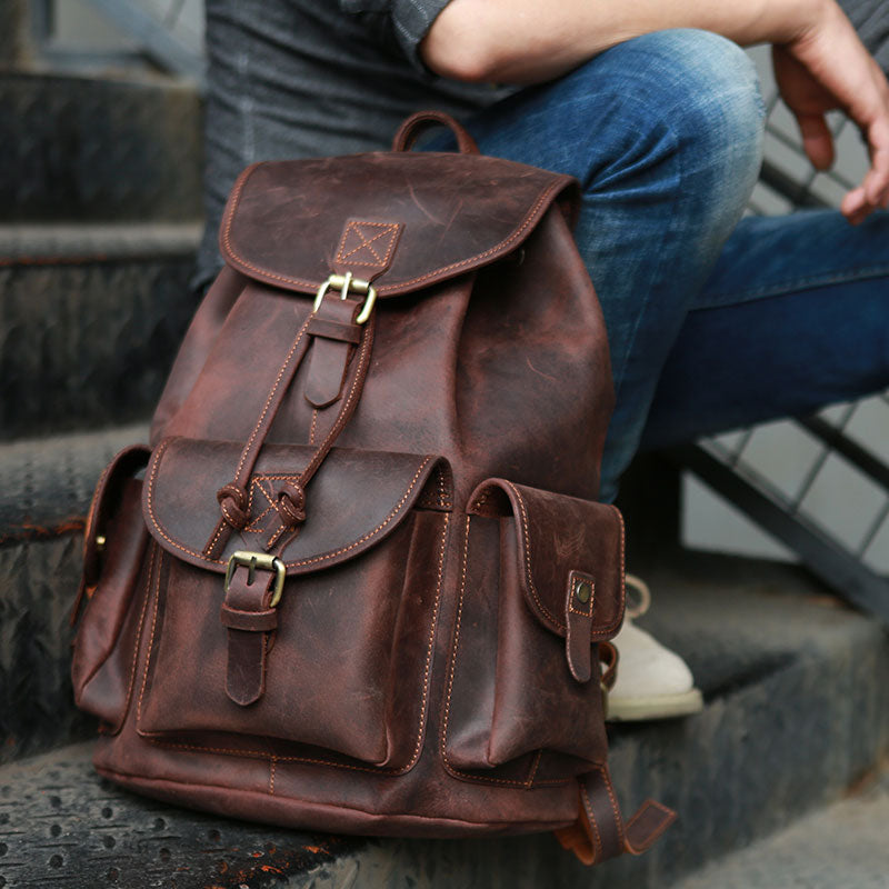 Cool Mens Leather Backpacks Travel Backpacks Laptop Backpacks for Men - iwalletsmen