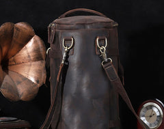 Cool Mens Leather Barrel Backpack Overnight Bag Travel Backpack Weekender Bag for men - iwalletsmen